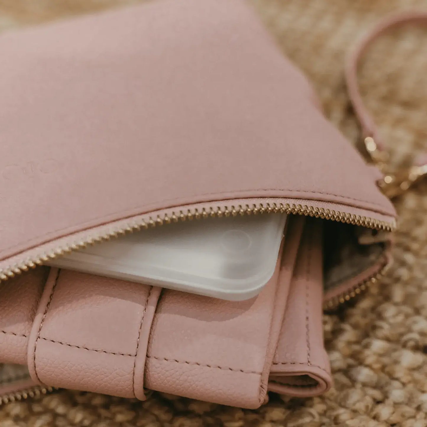 Nappy Changing Pouch - Pink Vegan Leather