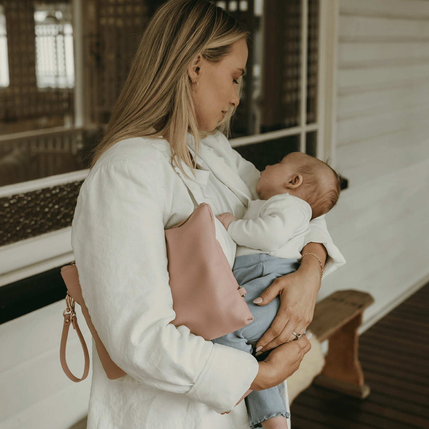 Nappy Changing Pouch - Pink Vegan Leather