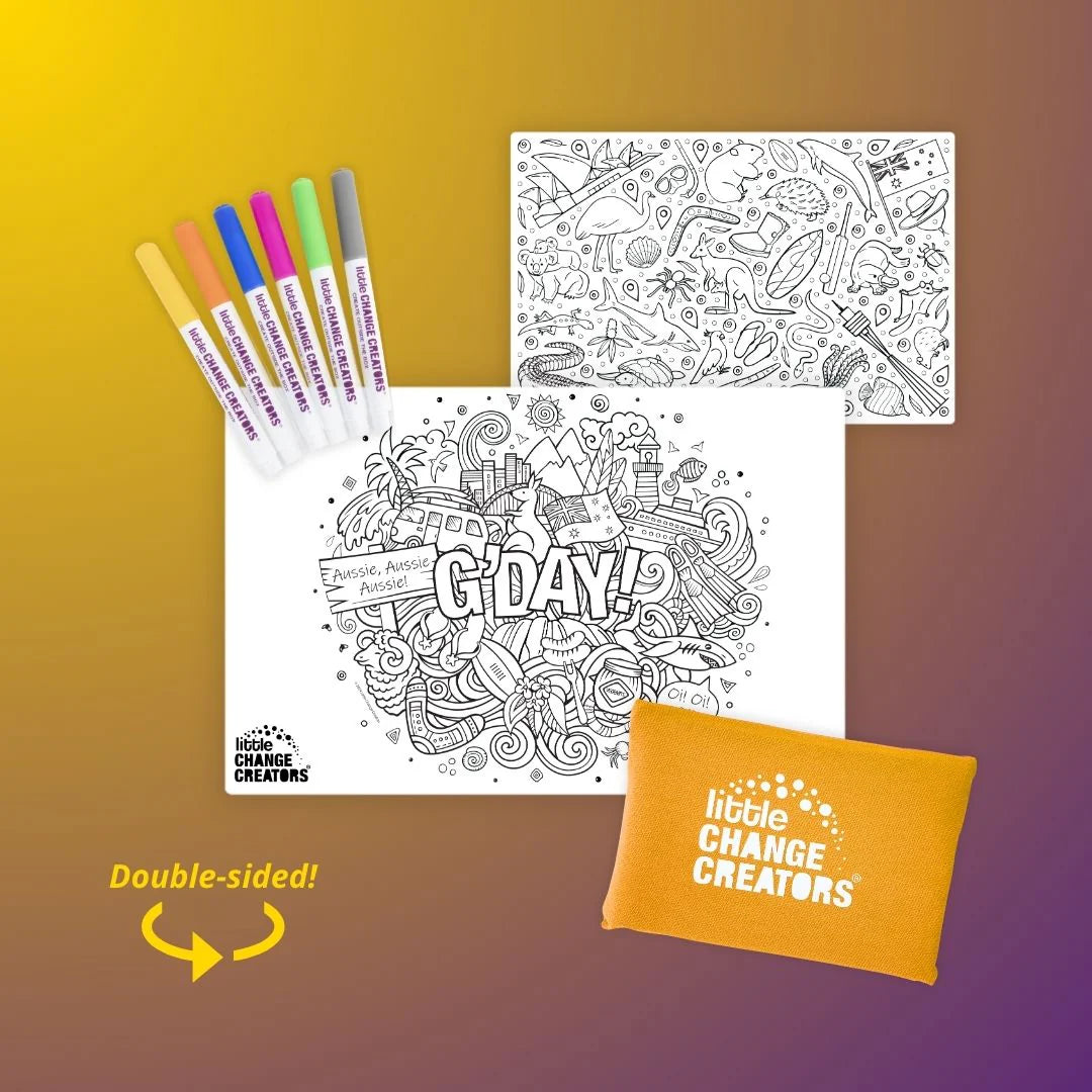 G’DAY! Pocket Reusable Colouring In Set