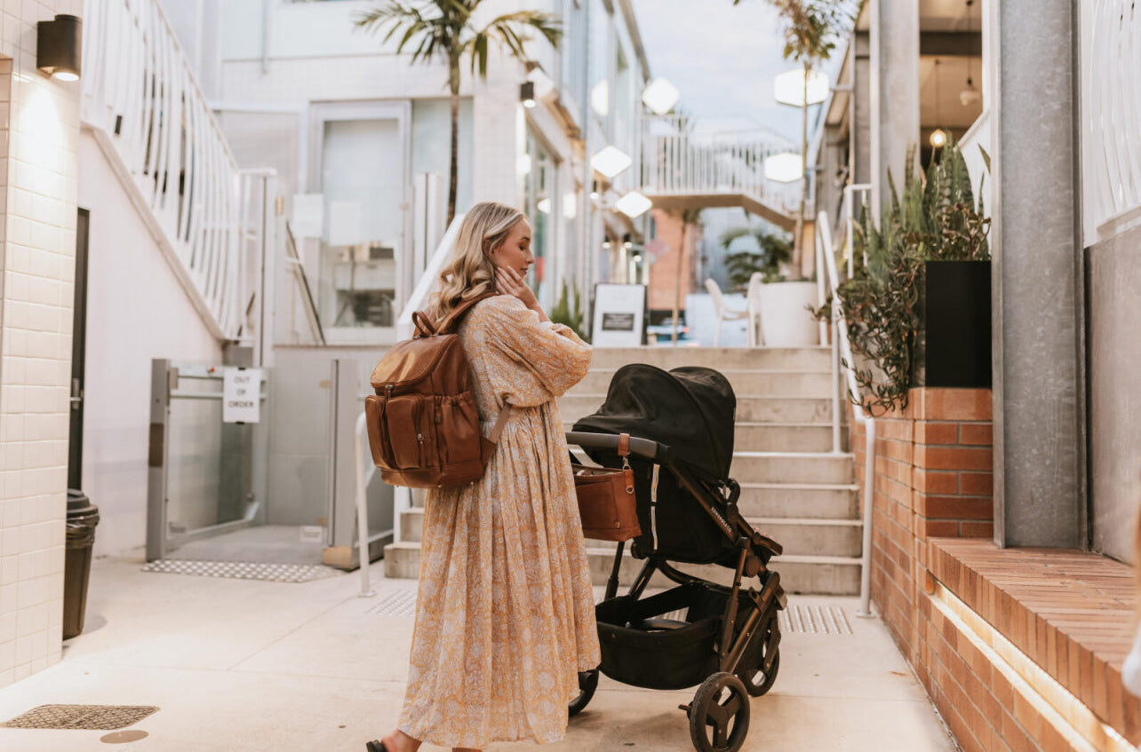 Signature Nappy Backpack - Tan Vegan Leather