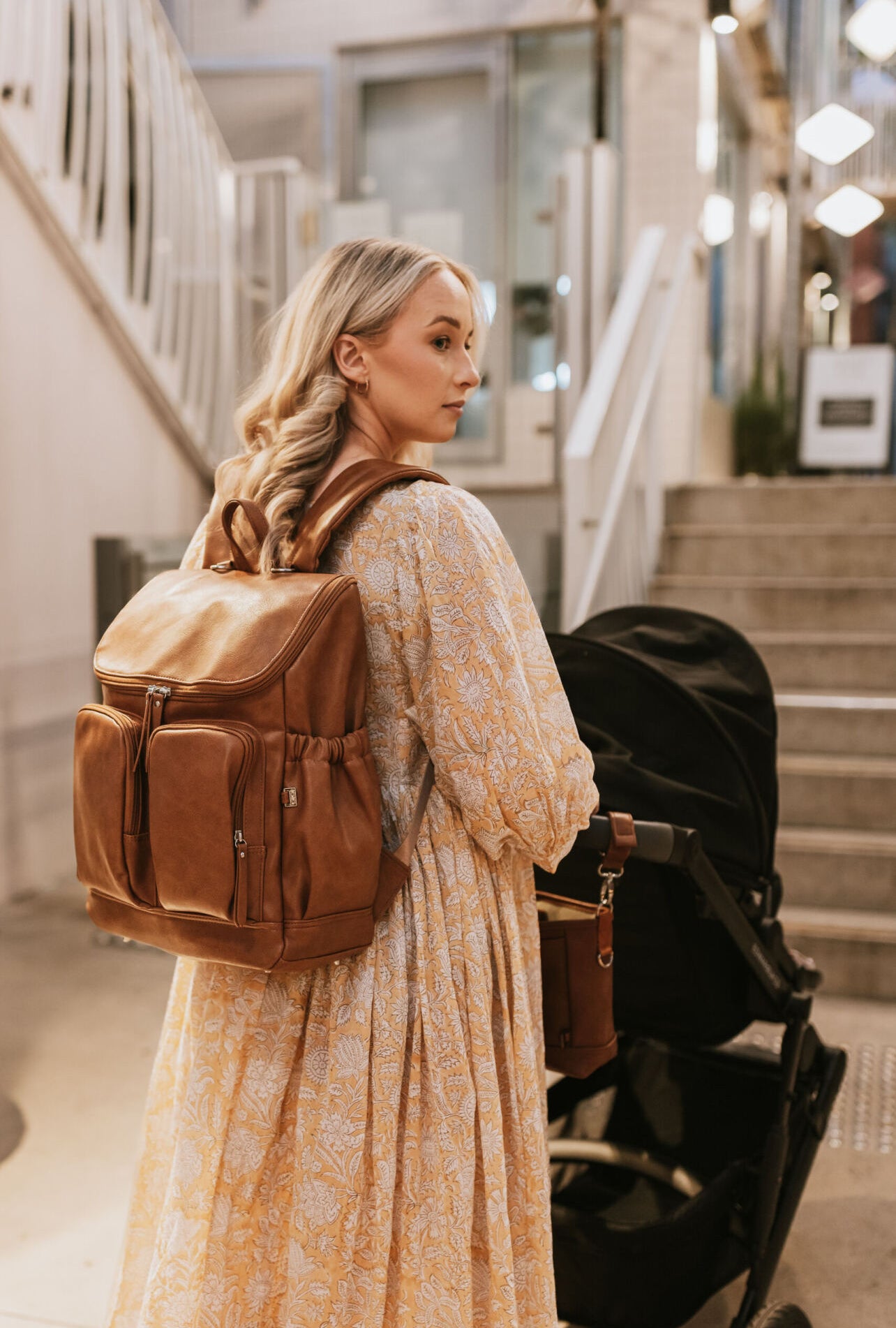Signature Nappy Backpack - Tan Vegan Leather