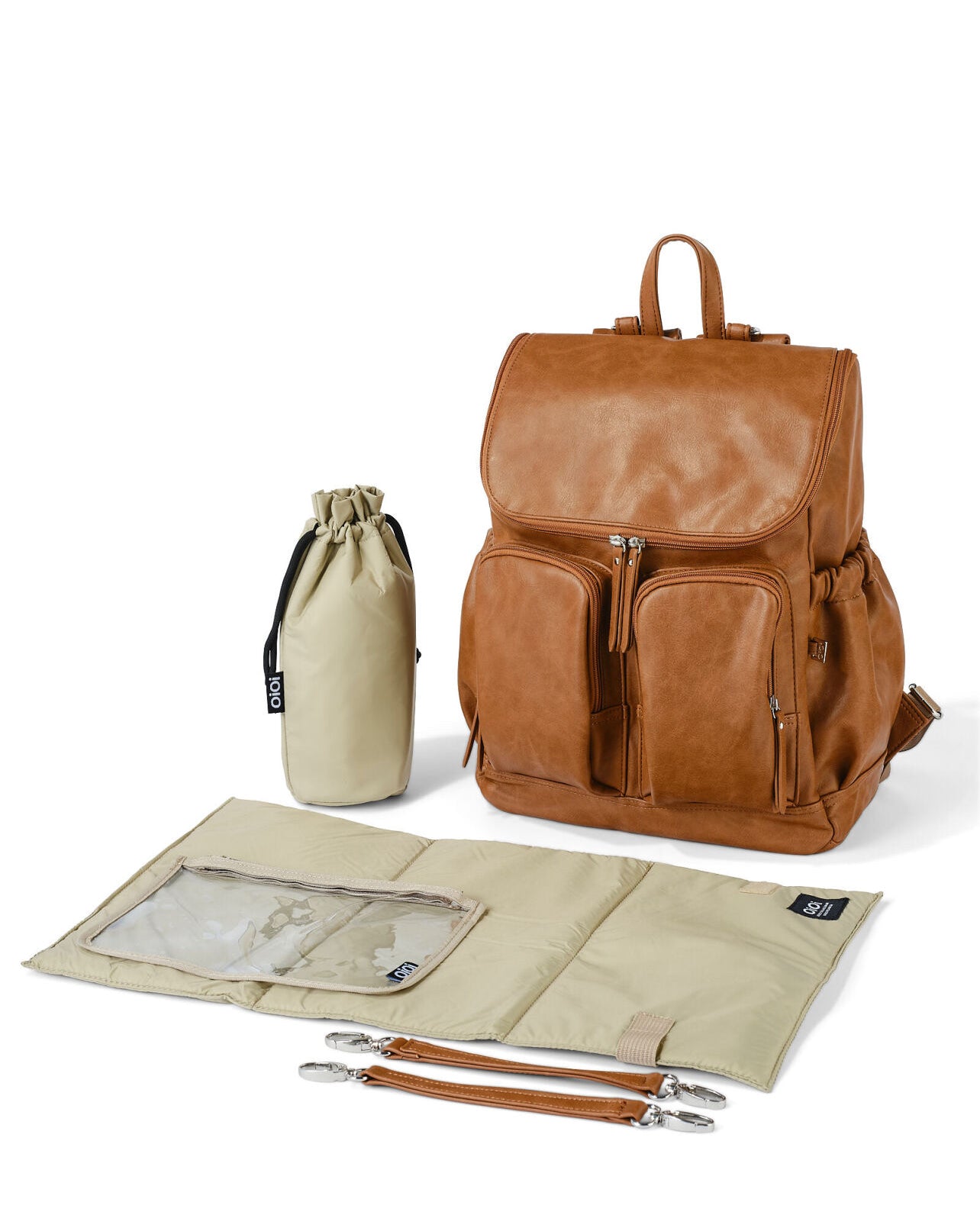 Signature Nappy Backpack - Tan Vegan Leather