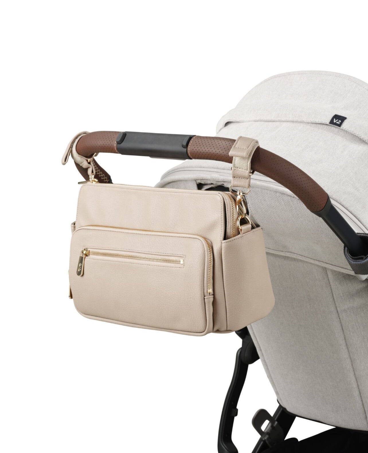 Multitasker Pram Caddy Oat Vegan Leather Minimuds