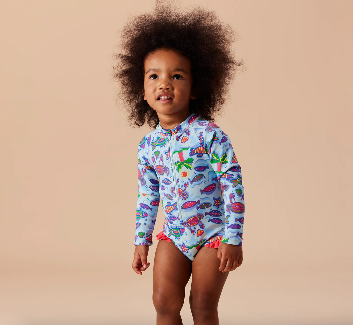 Daydream Island Long Sleeve Frill Swimsuit Crystal Clear