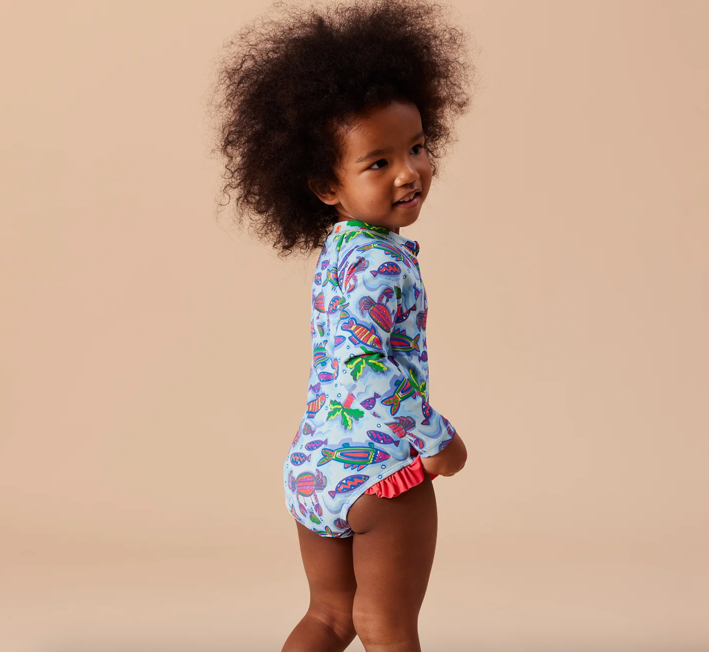 Daydream Island Long Sleeve Frill Swimsuit Crystal Clear