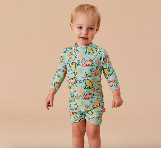 Dino Jungle Short Leg Swimsuit Sea Foam