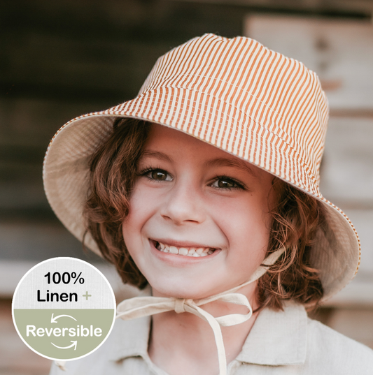 'Explorer' Classic Bucket Sun Hat - Frankie / Flax