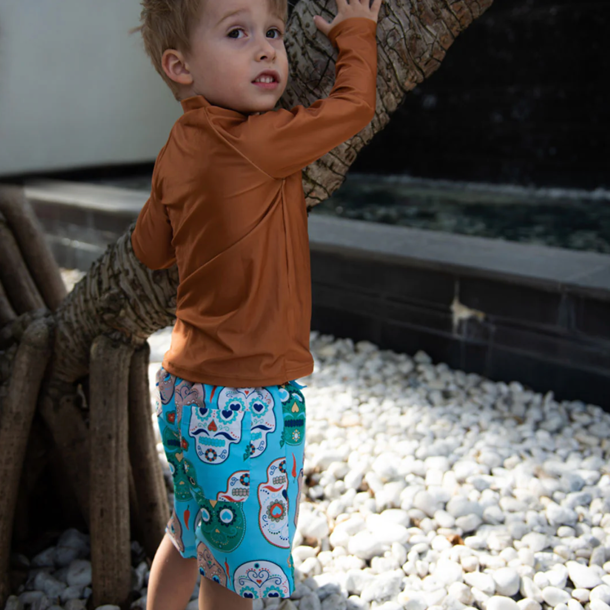 Kids Board Shorts Recycled Material Skulls Amigo