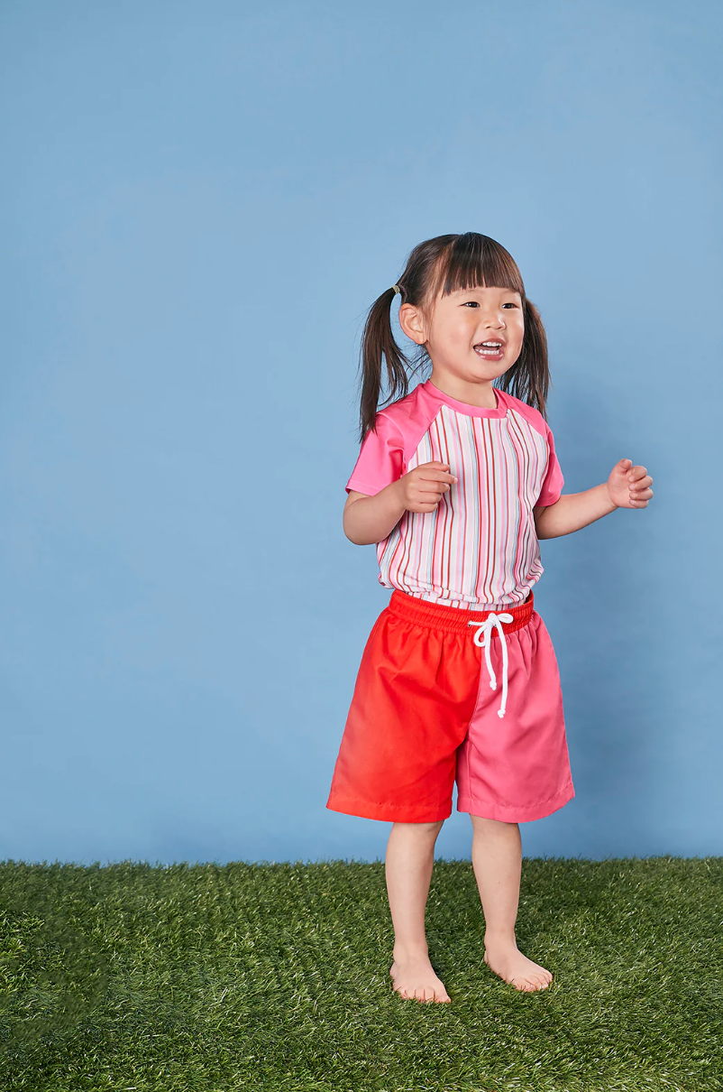 Kids Board Shorts Recycled Material Red/Pink
