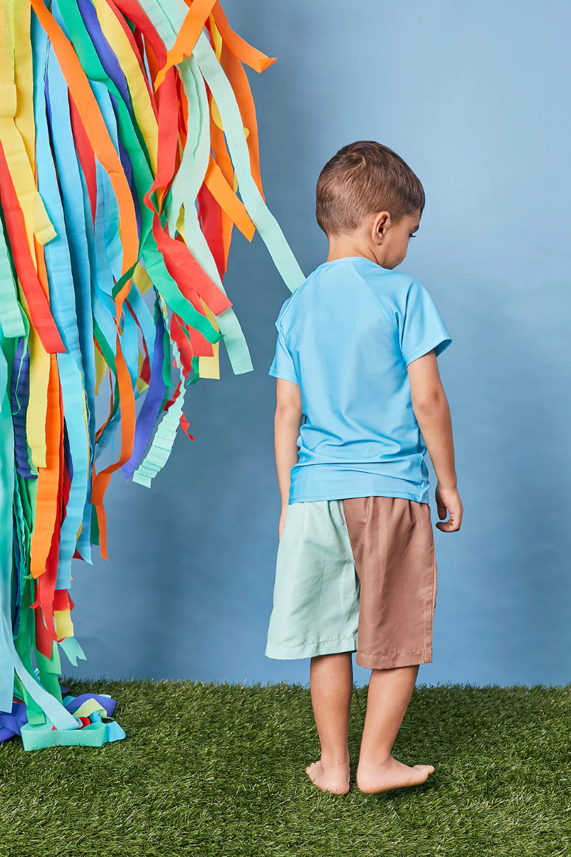 Kids Short Sleeve Rash Guard Aqua | Eco Swim