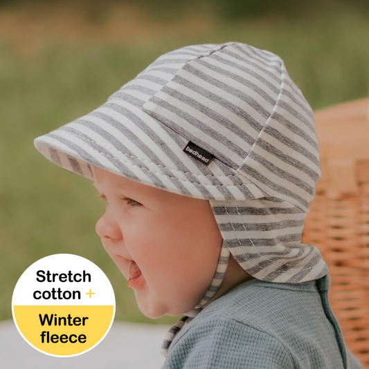 Legionnaire Flap Sun Hat - Grey Stripe