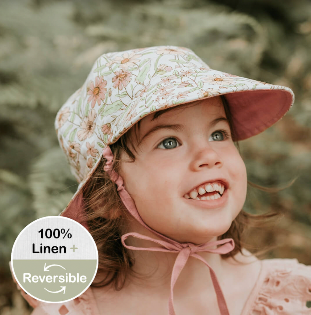'Lounger' Flap Sun Hat - Poppy / Rosa
