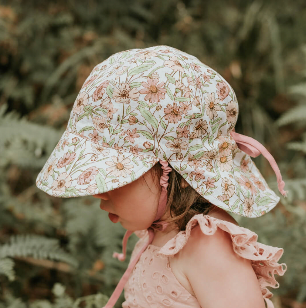 'Lounger' Flap Sun Hat - Poppy / Rosa