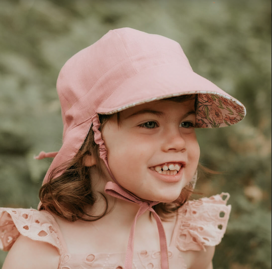 'Lounger' Flap Sun Hat - Poppy / Rosa