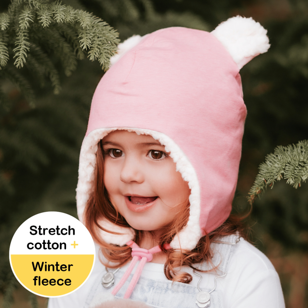 Teddy Fleecy Winter Beanie - Pink Marle