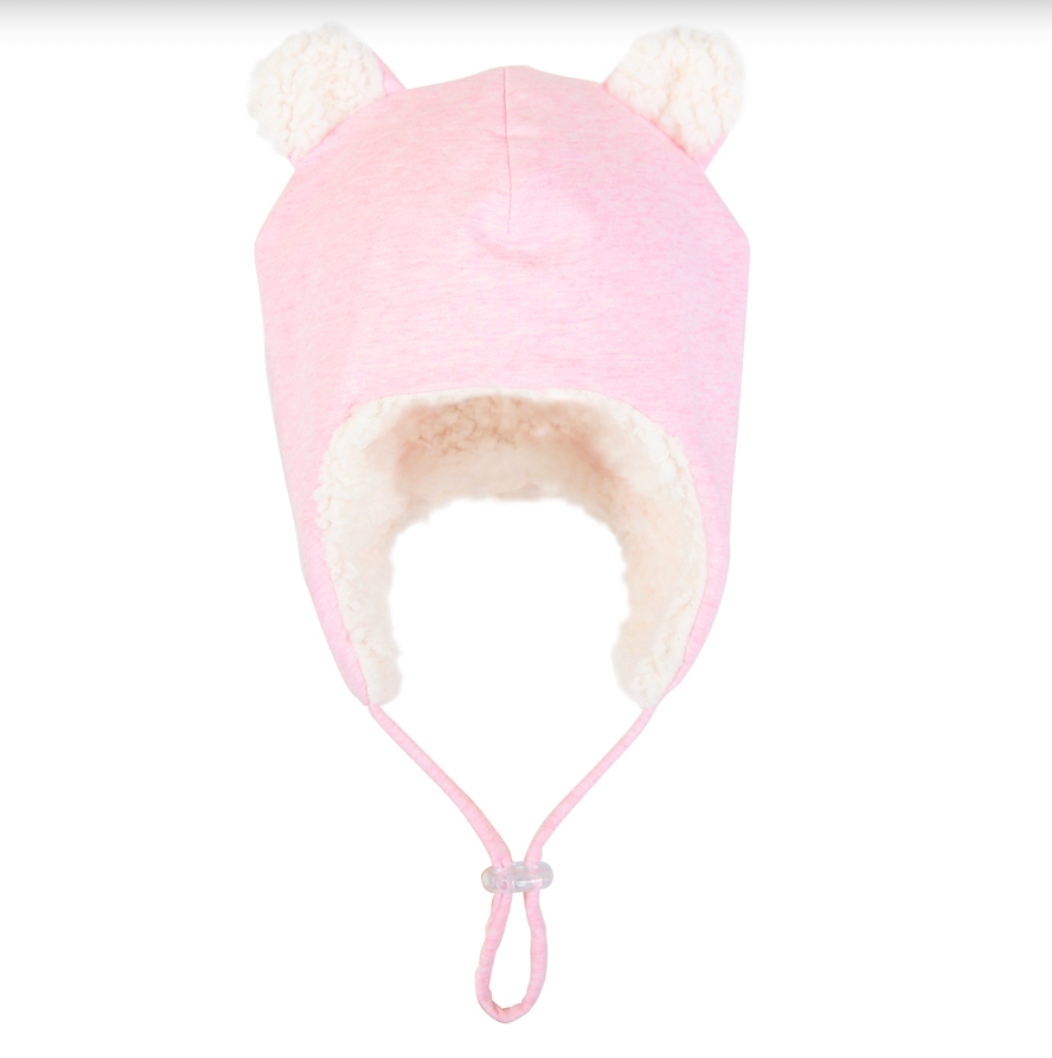 Teddy Fleecy Winter Beanie - Pink Marle