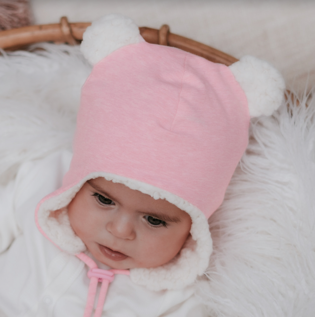 Teddy Fleecy Winter Beanie - Pink Marle