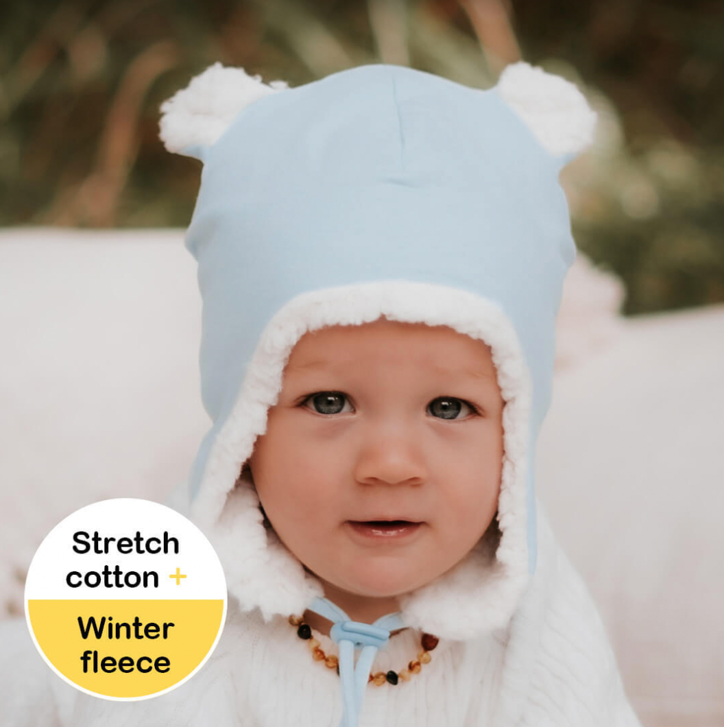 Teddy Fleecy Winter Beanie - Blue Marle
