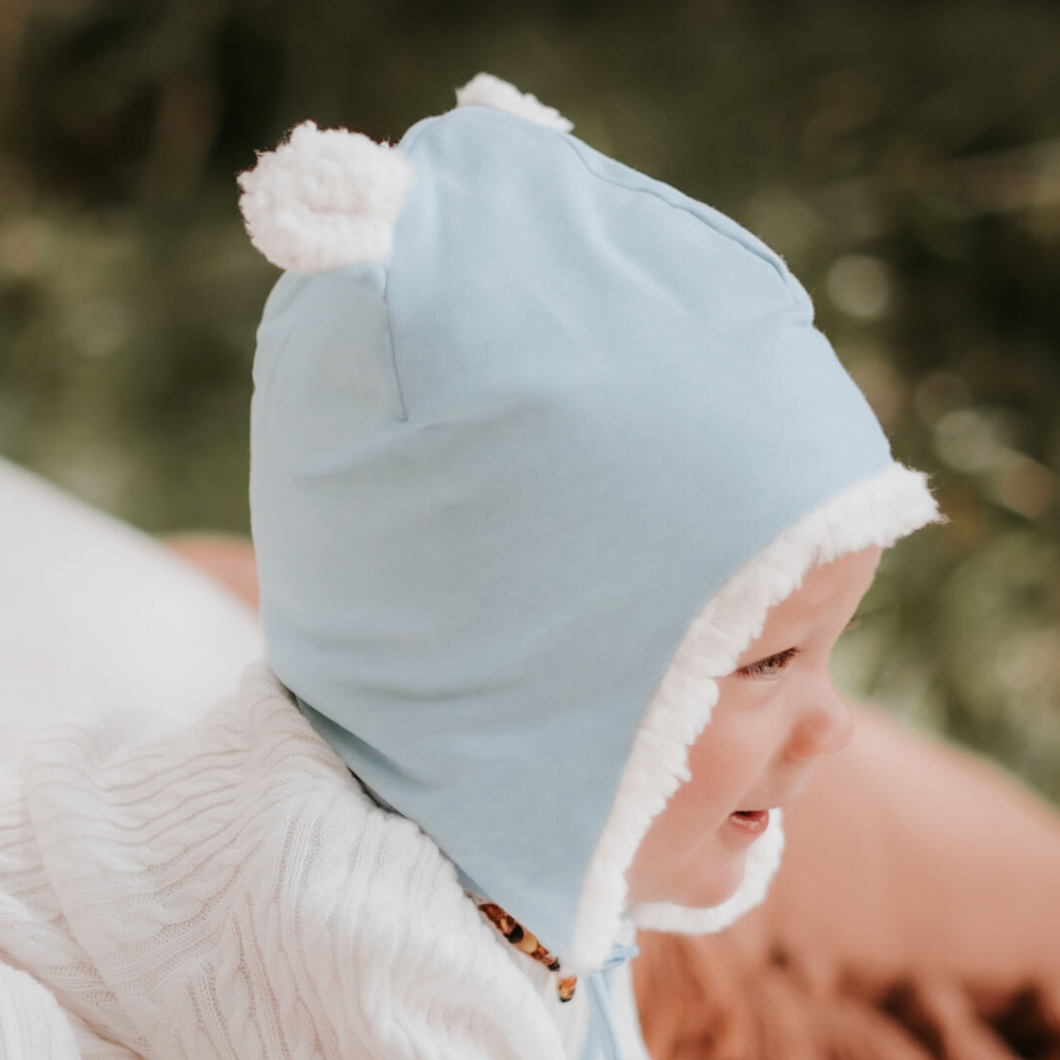 Teddy Fleecy Winter Beanie - Blue Marle