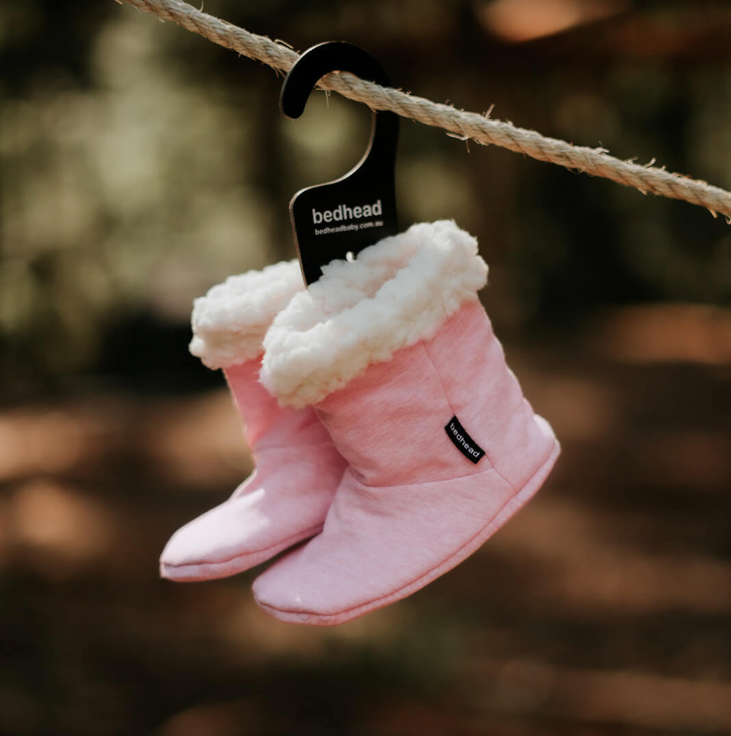 Fleecy Winter Booties - Pink Marle