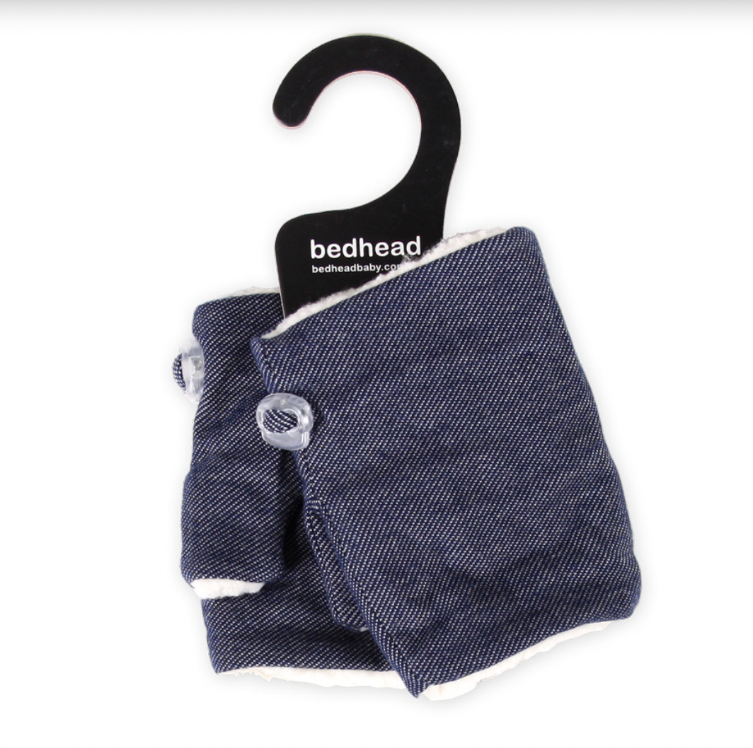 Fleecy Fingerless Kids Mittens - Denim