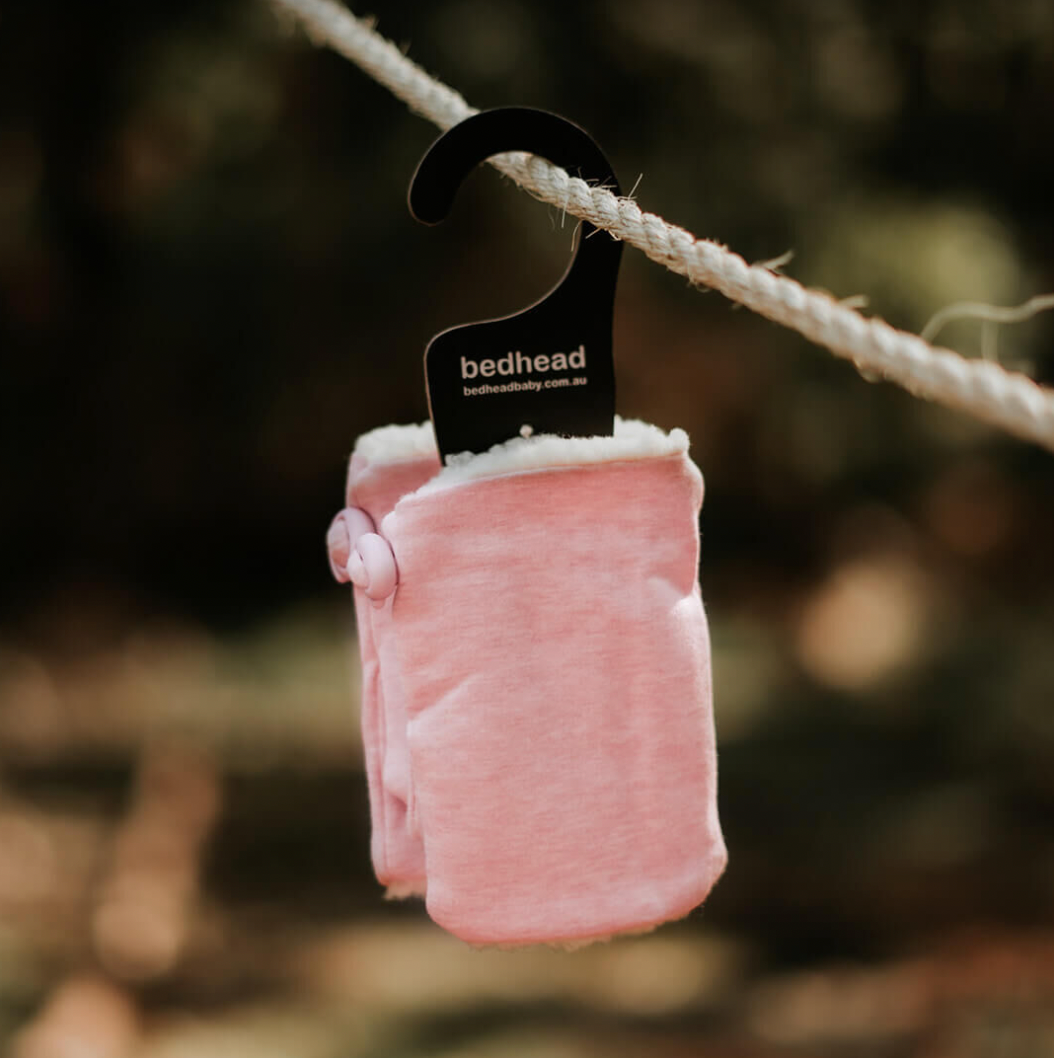 Fleecy Fingerless Kids Mittens - Baby Pink Marle