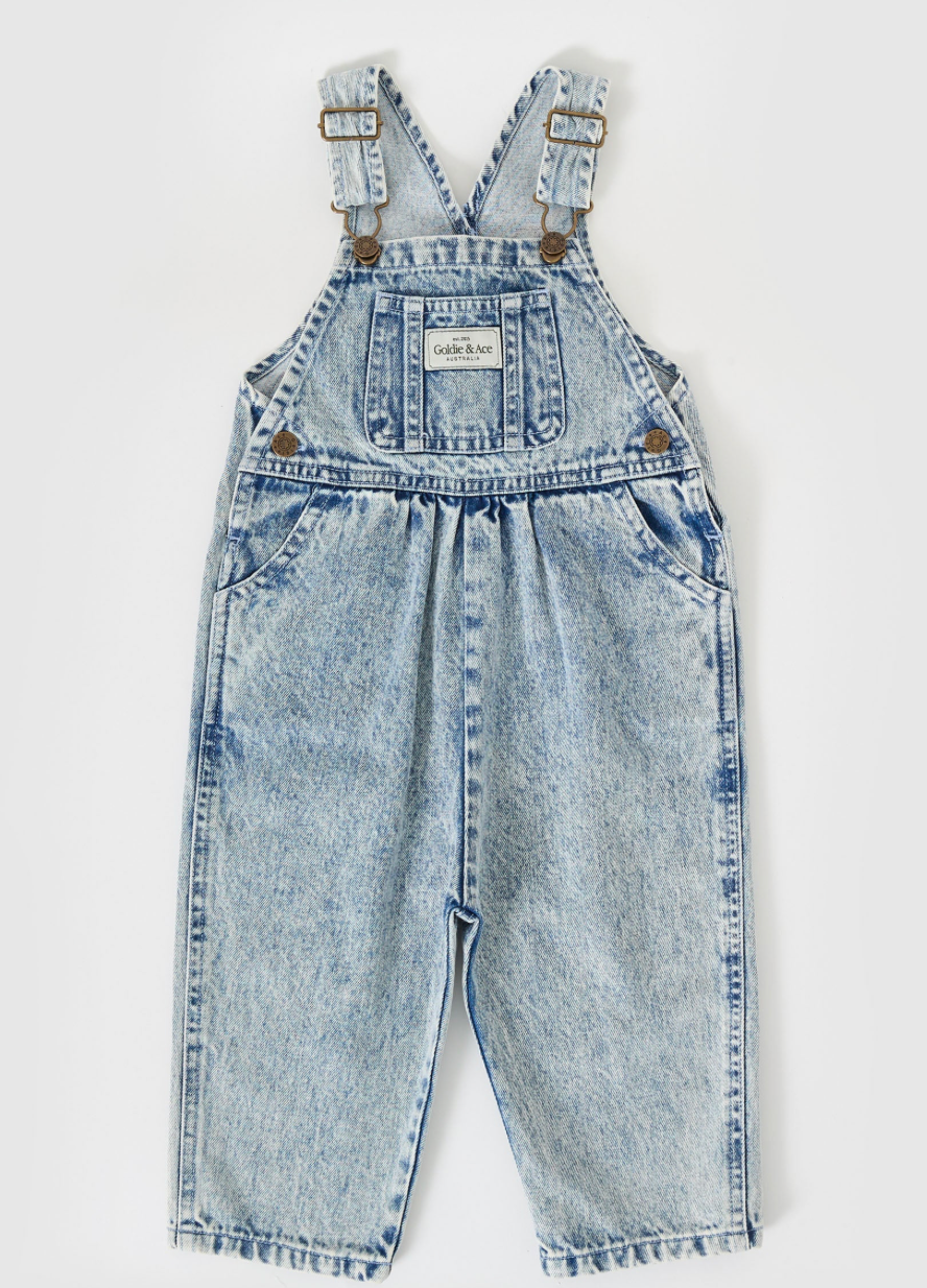Austin Vintage Washed Denim Overalls Light Denim