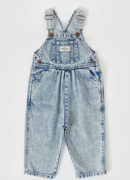 Austin Vintage Washed Denim Overalls Light Denim