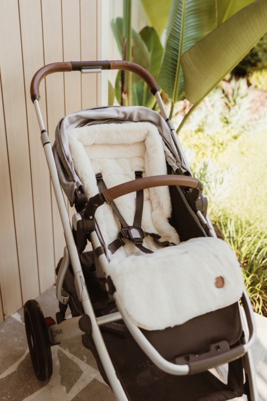 Cozy Fleece Pram Liner - Beige Gingham