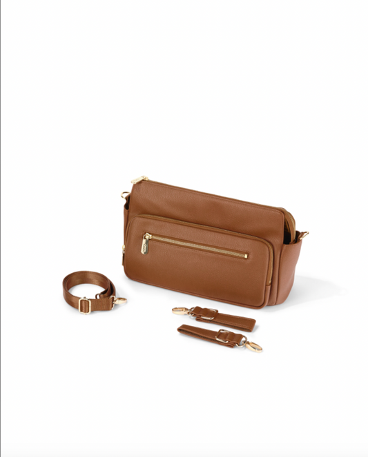 Multitasker Pram Caddy - Chestnut Brown Vegan Leather