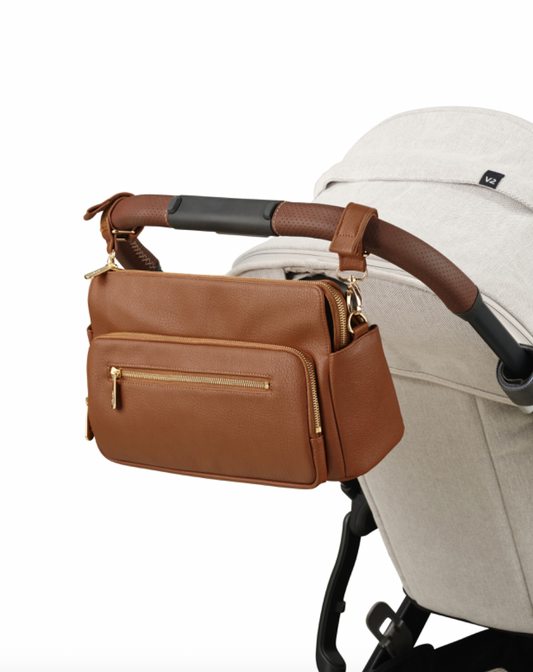 Multitasker Pram Caddy - Chestnut Brown Vegan Leather