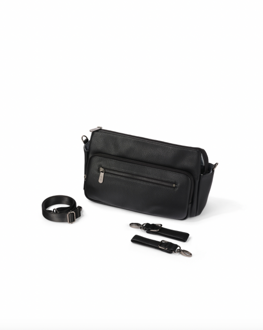 Multitasker Pram Caddy - Black Vegan Leather