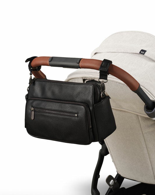 Multitasker Pram Caddy - Black Vegan Leather