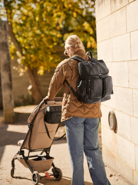 Signature Nappy Backpack - Black Dimple Vegan Leather