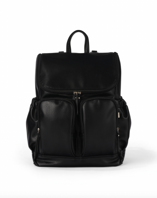 Signature Nappy Backpack - Black Dimple Vegan Leather