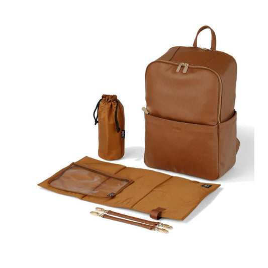 Multitasker Nappy Backpack - Chestnut Brown Vegan Leather