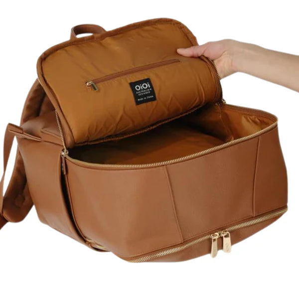 Multitasker Nappy Backpack - Chestnut Brown Vegan Leather