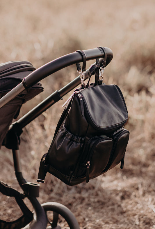 Signature Nappy Backpack - Black Vegan Leather