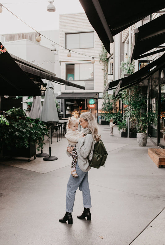 Signature Nappy Backpack - Olive Vegan Leather