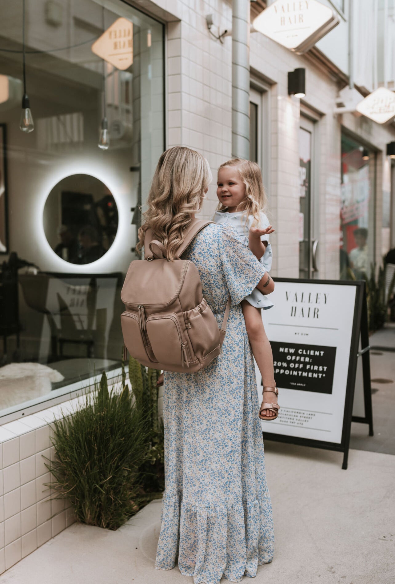 Signature Nappy Backpack - Oat Dimple Vegan Leather