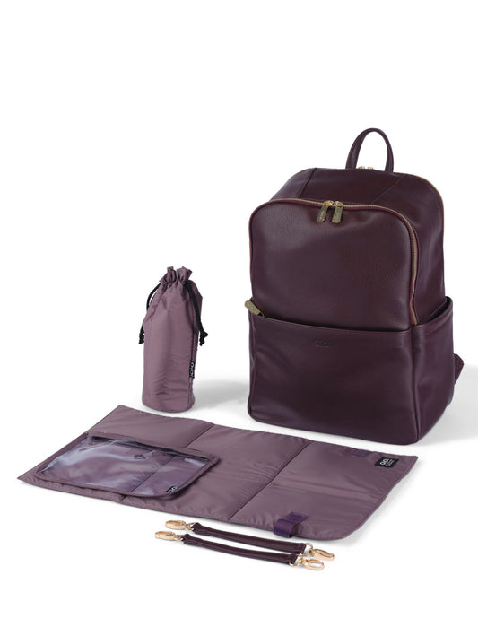 Multitasker Nappy Backpack - Mulberry Vegan Leather