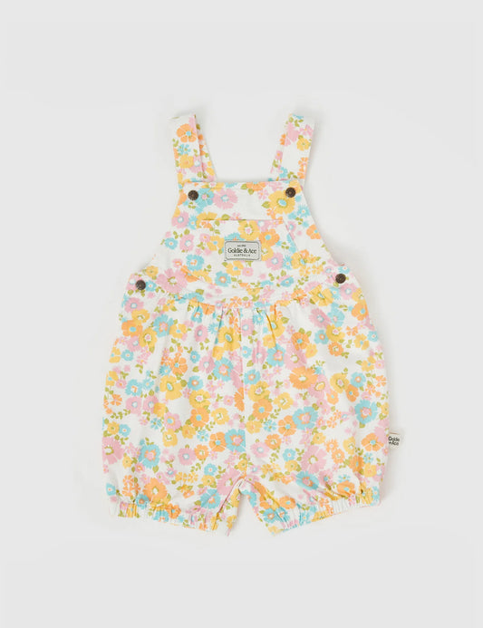 Bessie Bubble Shortalls Flower Child Yellow Multi