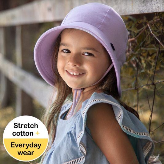 Ponytail Bucket Hat with Strap - Lilac