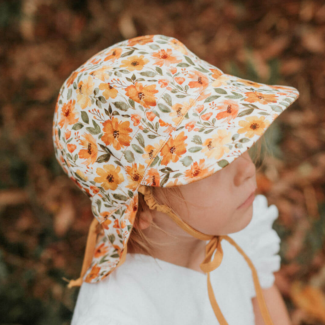 'Lounger' Baby Reversible Flap Sun Hat - Margaret/Maize