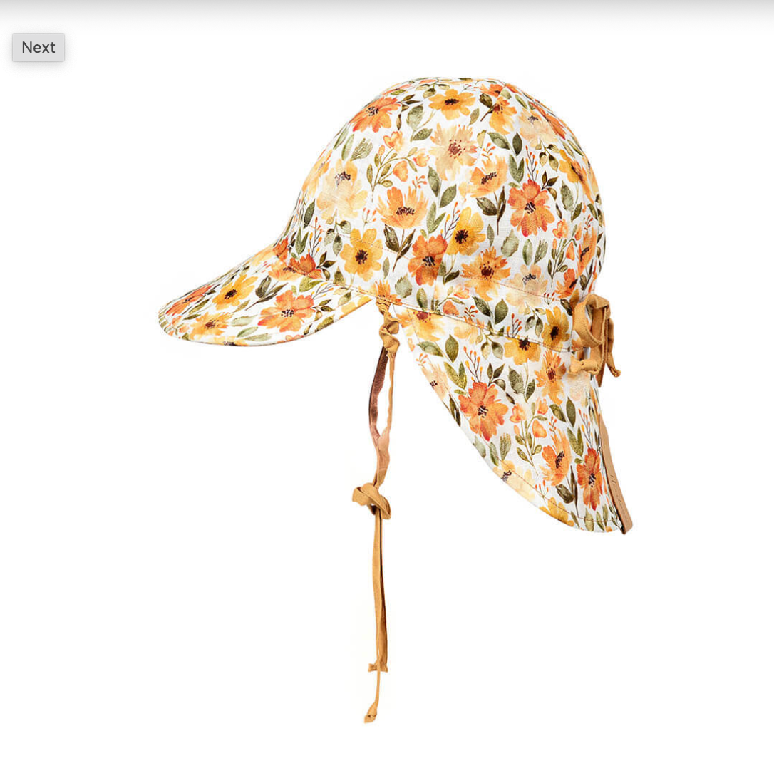 'Lounger' Baby Reversible Flap Sun Hat - Margaret/Maize