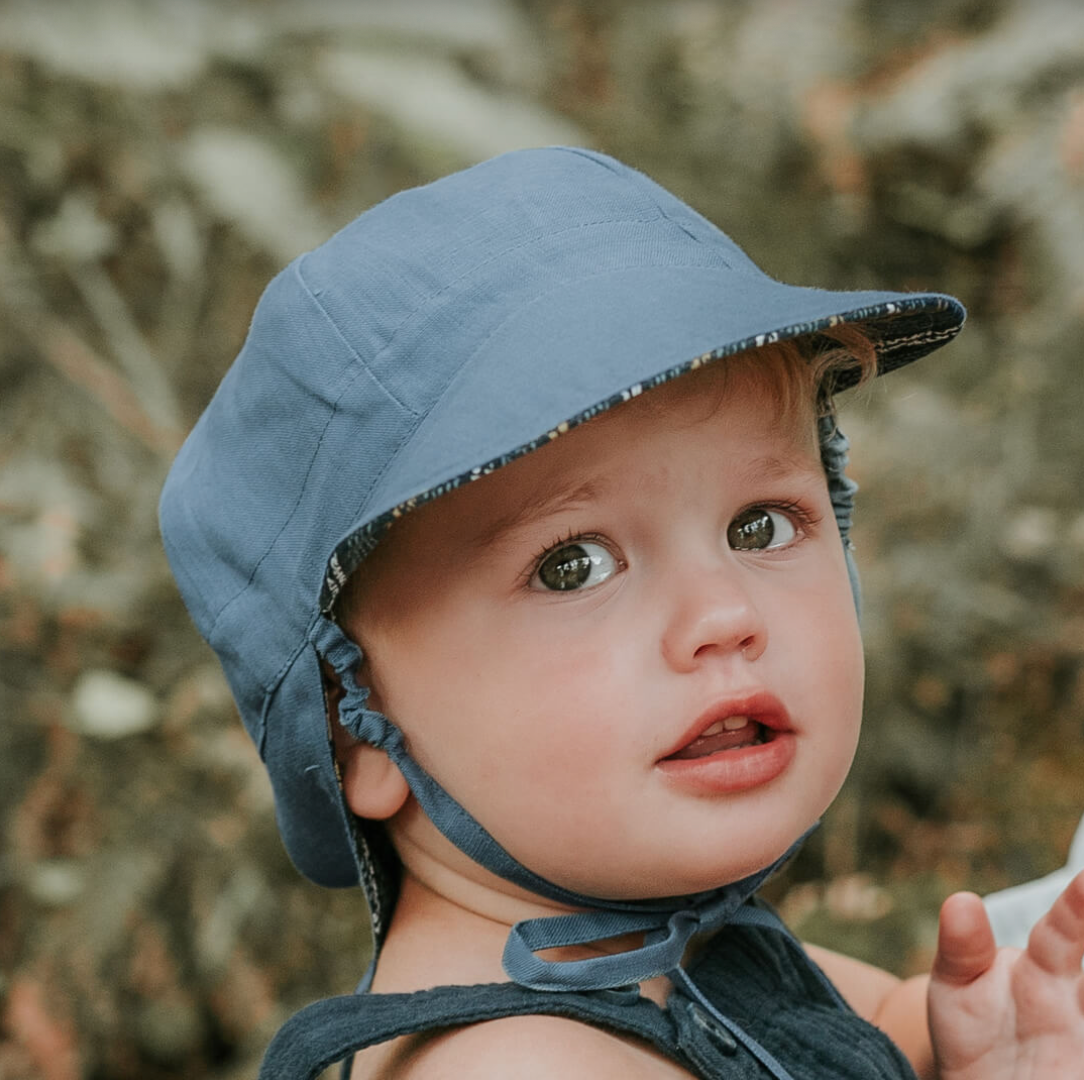 'Lounger' Baby Reversible Flap Sun Hat - Stanford/Steele