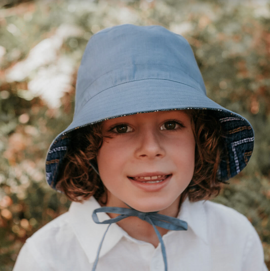 'Explorer' Kids Reversible Bucket Hat - Stanford/Steele