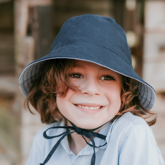 'Explorer' Kids Reversible Bucket Hat - Charlie/Indigo