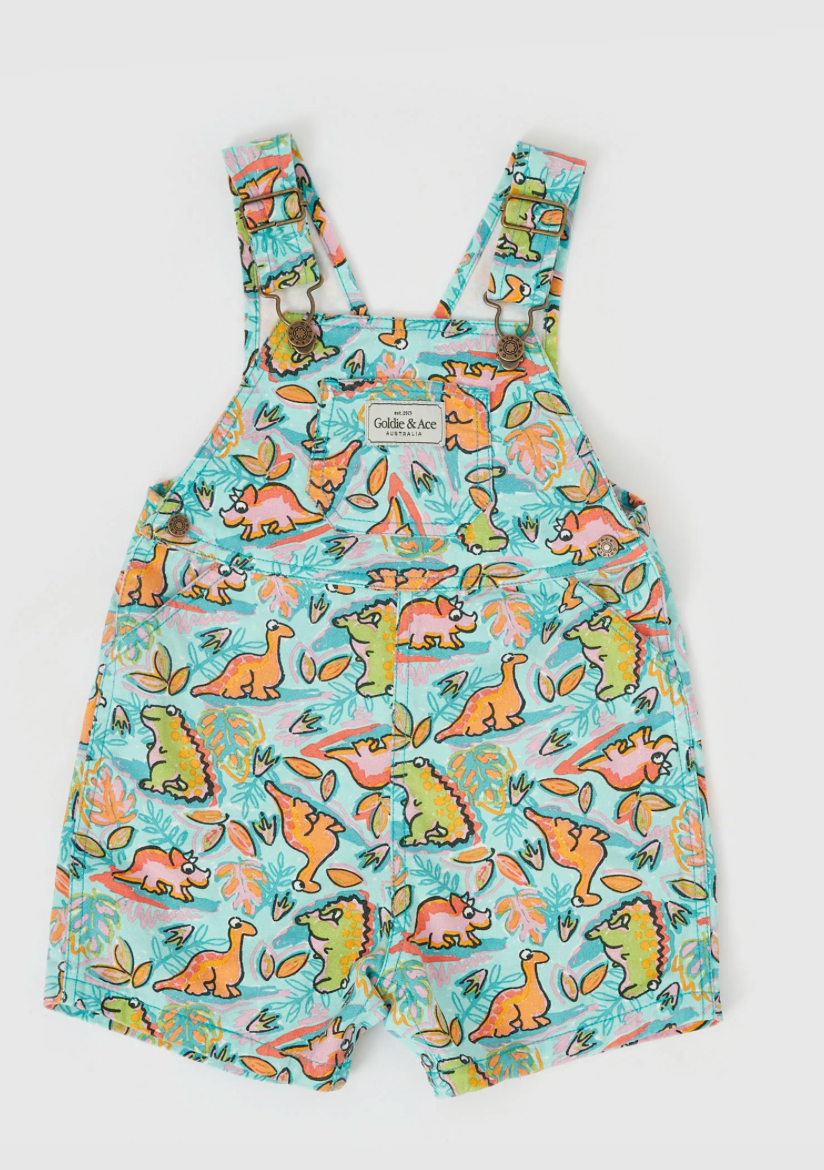 Burton Dino Jungle Denim Overalls Sea Foam