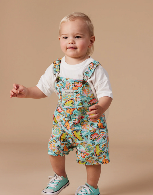 Burton Dino Jungle Denim Overalls Sea Foam